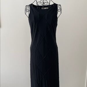 Jones New York Black Sleeveless Beaded Long Dress Evening Lined size 8 LBD